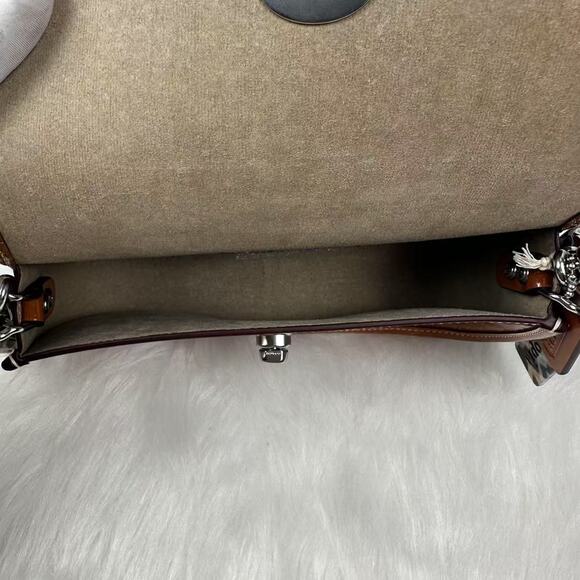 COACH Mini Wavy Dinky Bag In Crinkle Patent Coachtopia Leather Crossbody Amber - Picture 9 of 12